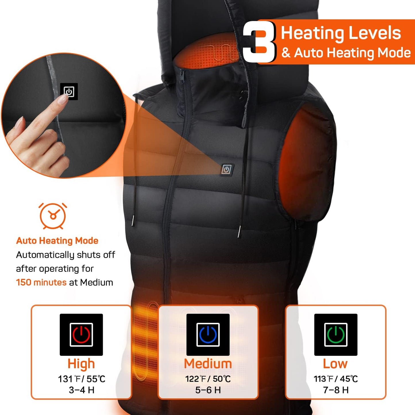 Unisex Heated Vest - Lightweight USB Electric Hoodie with 3 Heat Settings, Adjustable Size (Battery Pack Not Included) - Perfect Winter Outerwear for Men and Women