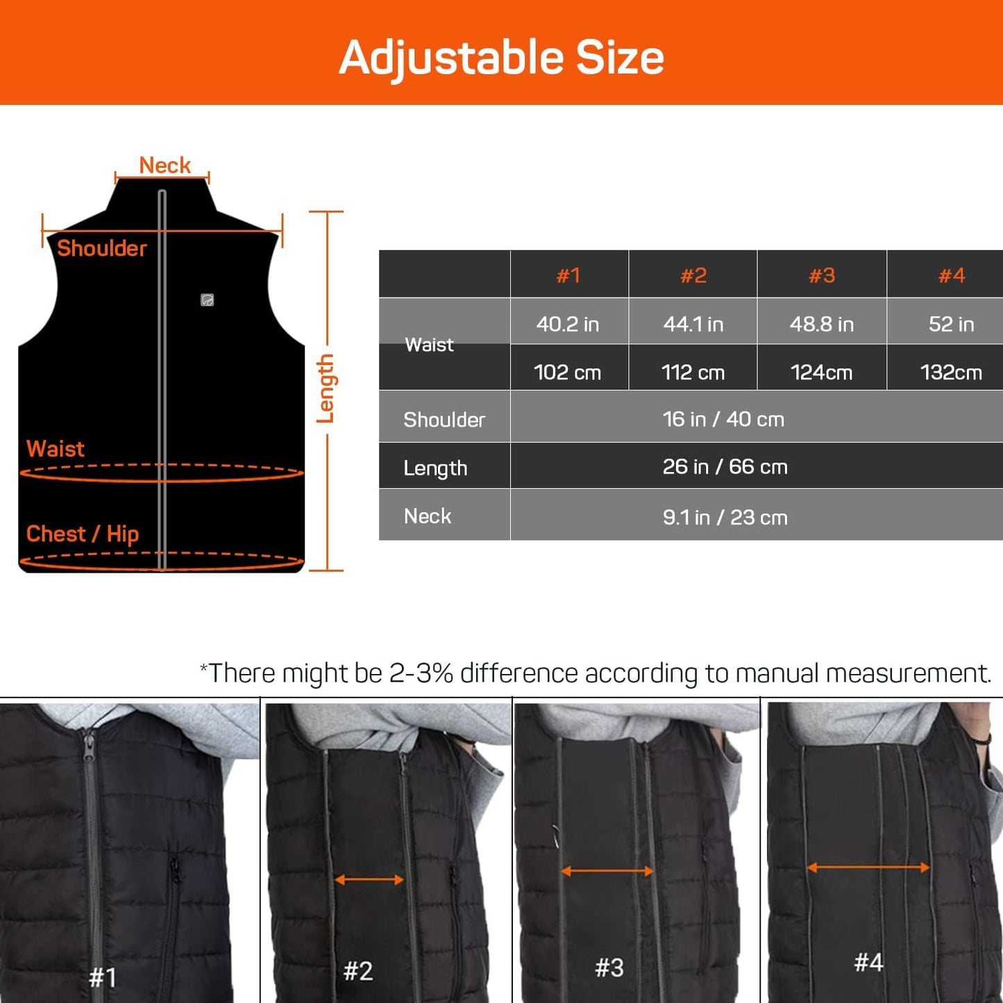 Unisex Heated Vest - Lightweight USB Electric Hoodie with 3 Heat Settings, Adjustable Size (Battery Pack Not Included) - Perfect Winter Outerwear for Men and Women