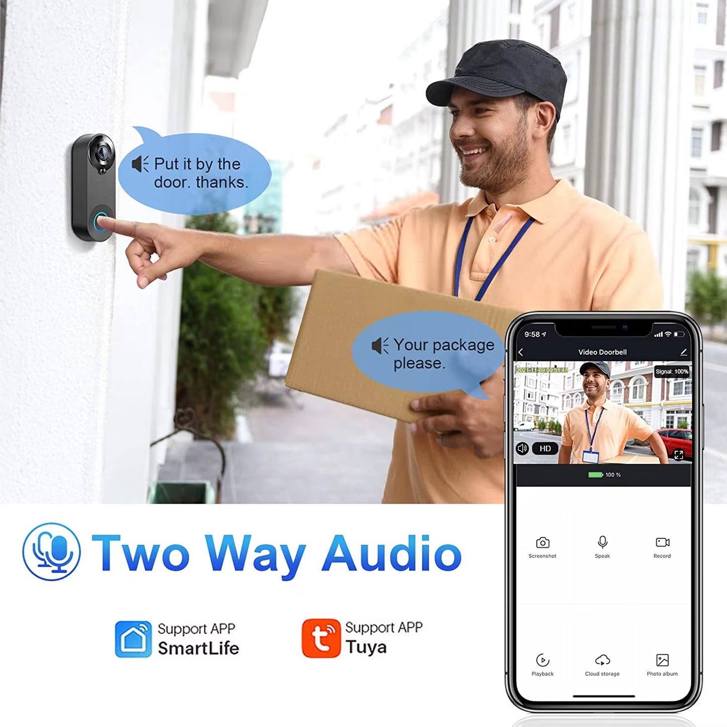 1080P Wireless Video Doorbell Camera Wifi Smart Door Bell