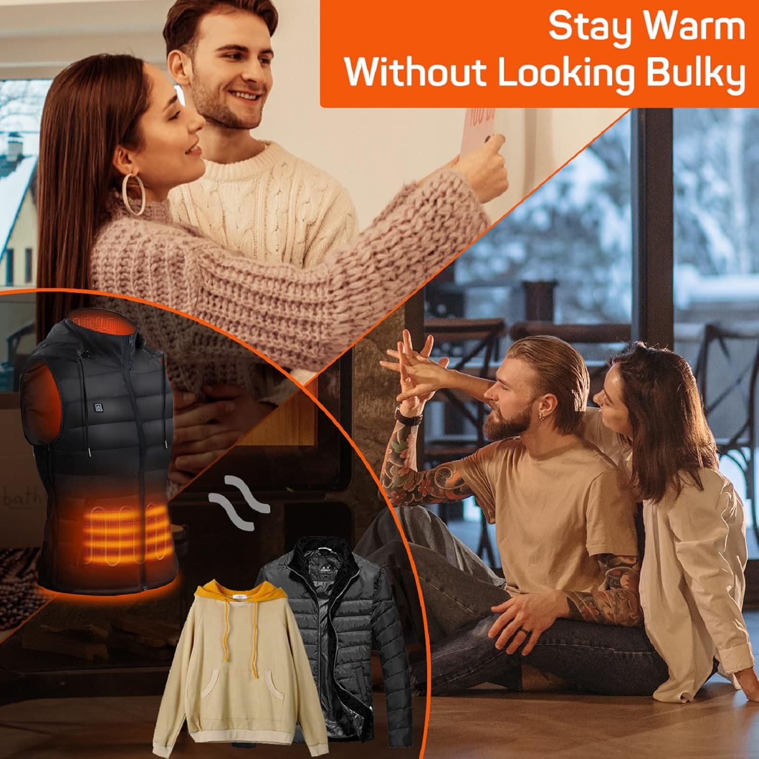 Unisex Heated Vest - Lightweight USB Electric Hoodie with 3 Heat Settings, Adjustable Size (Battery Pack Not Included) - Perfect Winter Outerwear for Men and Women